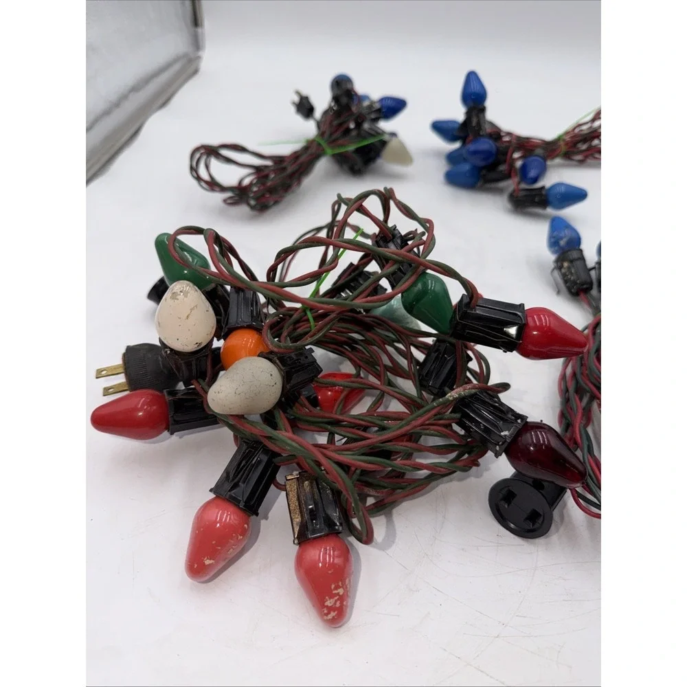 Christmas C7 Light Bulbs 3 Strands Lot Of 7 One Strand 15 Vintage READ